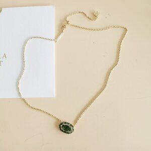 Kendra Scott Elisa Crystal Frame Collection. Gold Kelly Green Short Necklace
